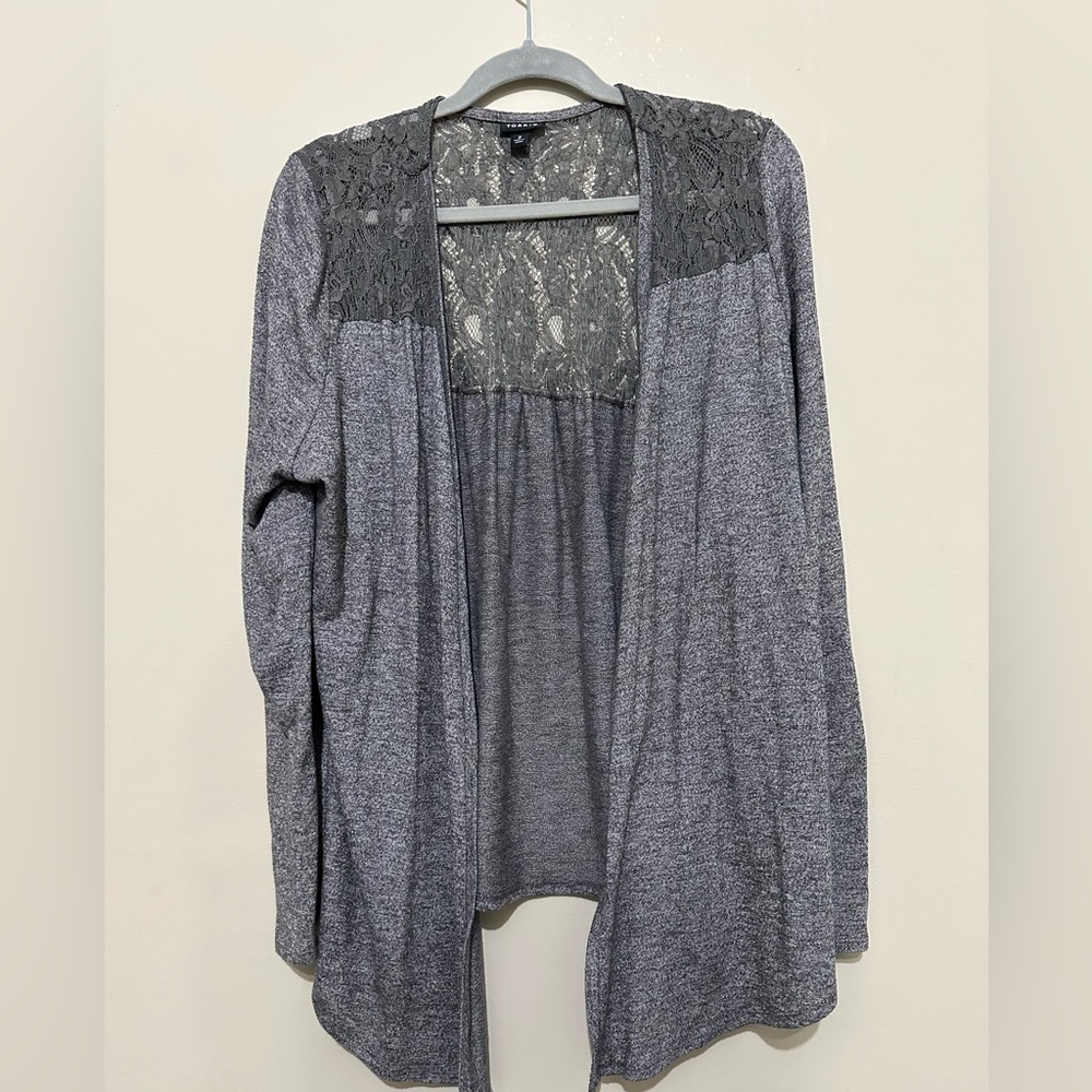 Open front grey jacket